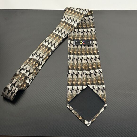 Mosaic Men's Silk Tie Geometric Patterns Handmade 100% Silk - 4" x 61" - Picture 5 of 7
